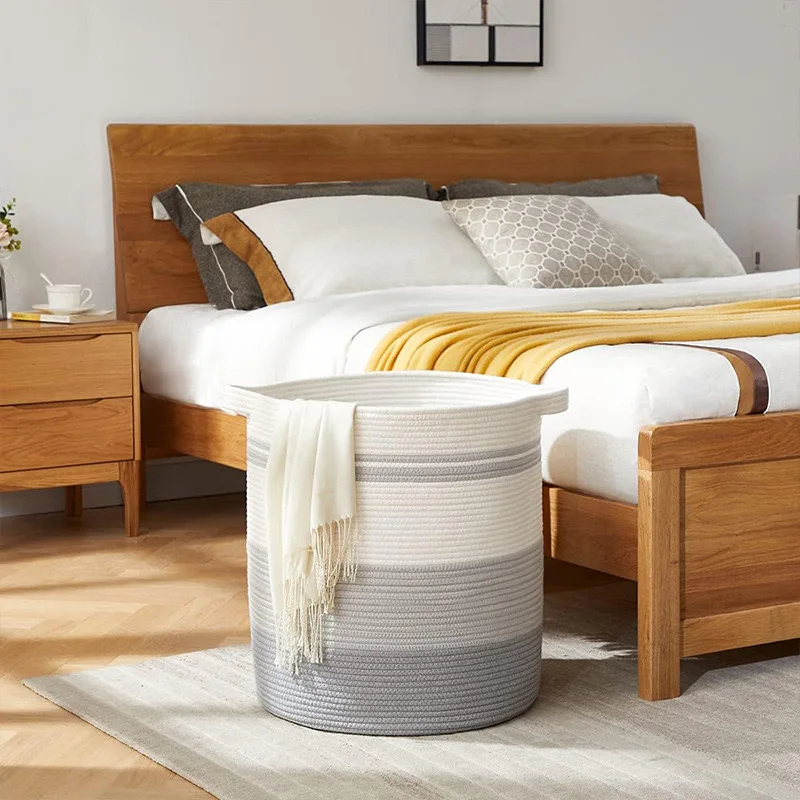 New Style Woven Large Toys Organizer handmade Cotton Rope  Landry Basket