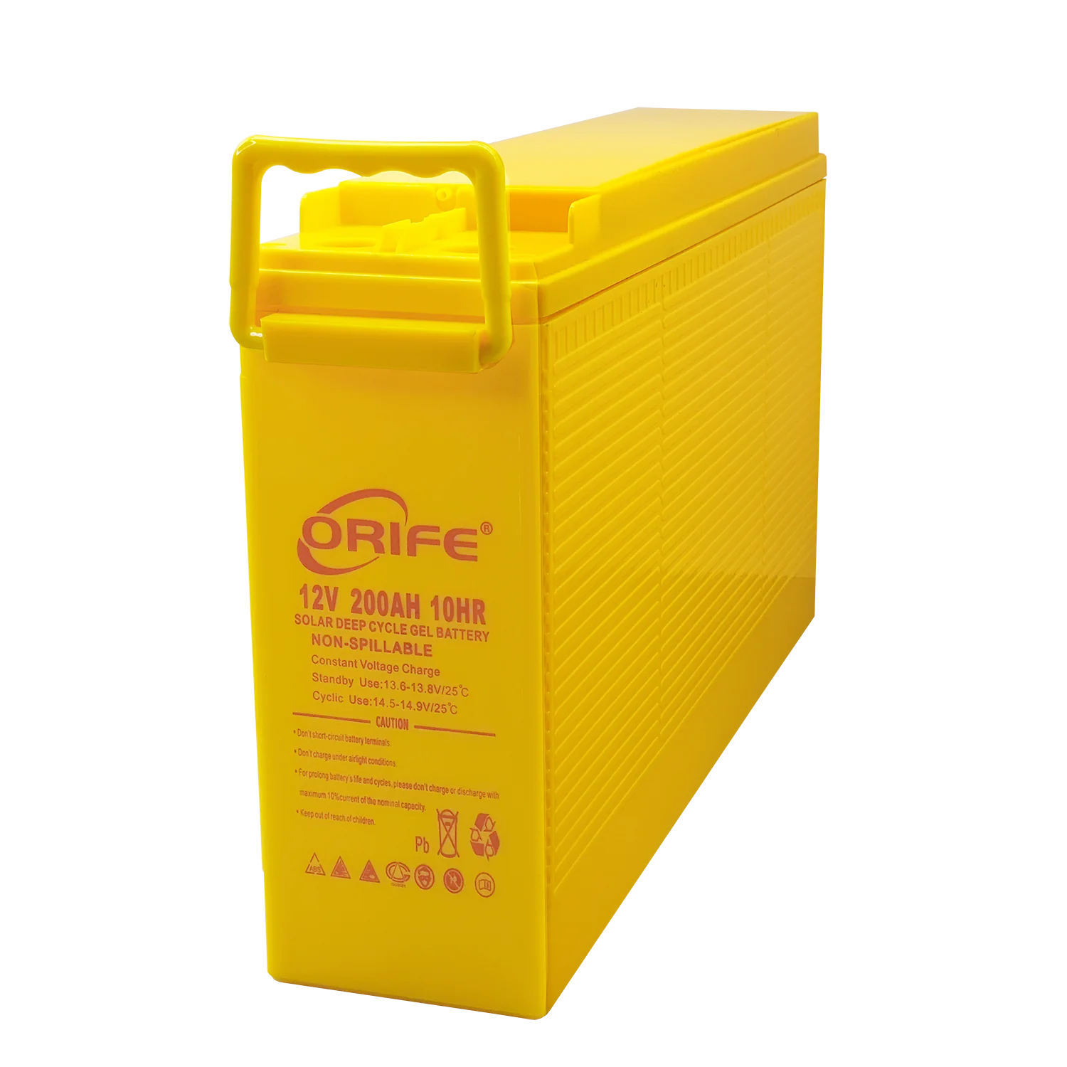 ORIFE custom slim deep cycle lead acid solar telecom gel 12volt 200 agmgel battery front terminal