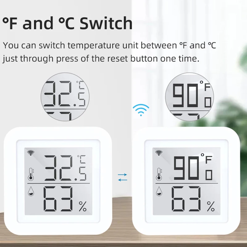 EMAF WIFI Thermometer Hygrometer Time Date Clock Temperature Humidity Instruments Household Digital Thermometers