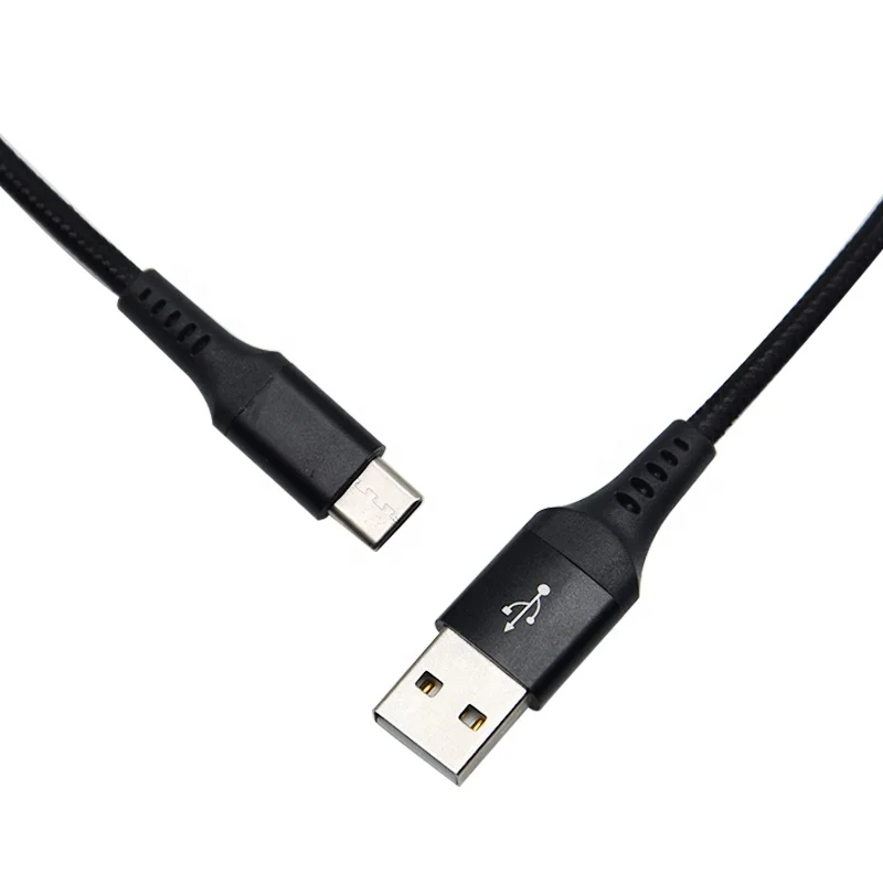  Кабель в алюминиевом корпусе с черной тканевой оплеткой USB 2 0 на Type C для быстрой передачи данных 1 м 3