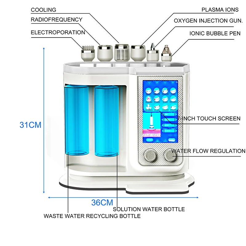 Portable Hydro Machine Water Dermabrasion H2O2 7 in 1 Hydrodermabrasion Facial Cleansing Machine