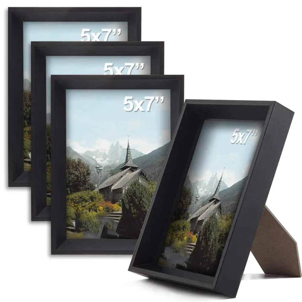 5x7, лидер продаж, креативный черный недорогой Настенный 3D постер из МДФ, галерея, теневая коробка, фоторамка, оптовая продажа