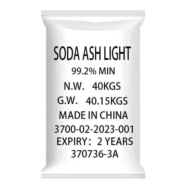 40 KGS Soda Ash Light 99.2% purity Sodium carbonate 497-19-8 chemicals industrial grade