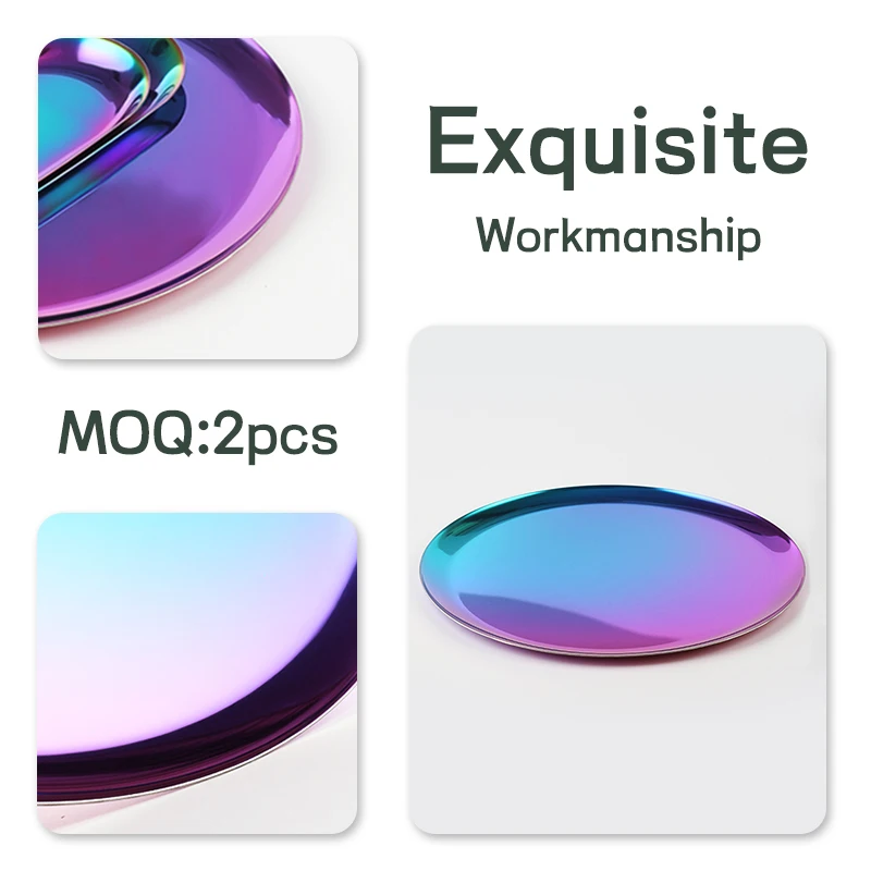 European Metal Round Mirror Tray Hotel Home Serving Plate Storage Tray Decorative