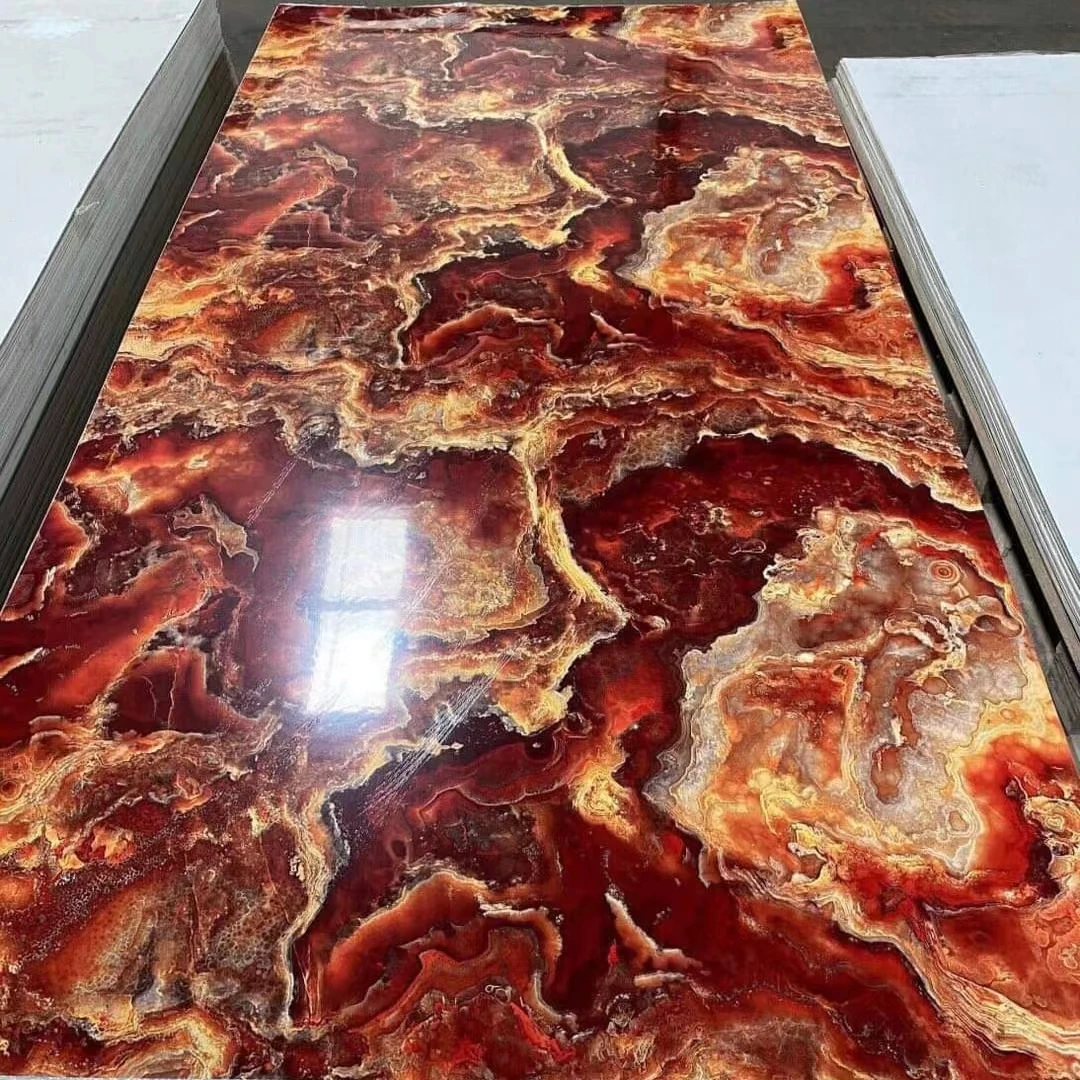 High Quality Coated Kitchen Cabinets High Glossy UV Wall Marble Panel for Bathroom PVC Marble Panel