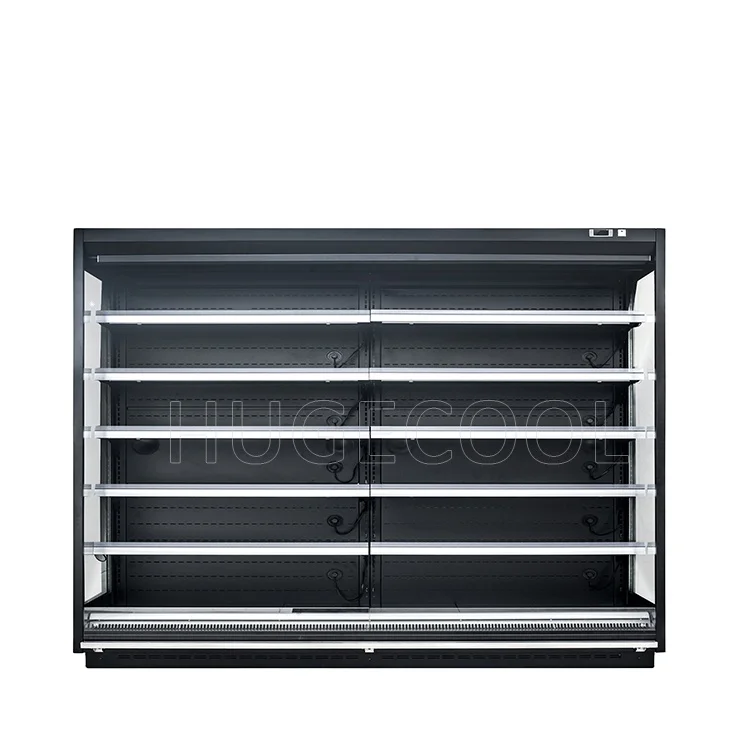 Remote supermarket upright multideck chiller ,open chiller Showcase for beverage, Yogurt, butter, cheese etc