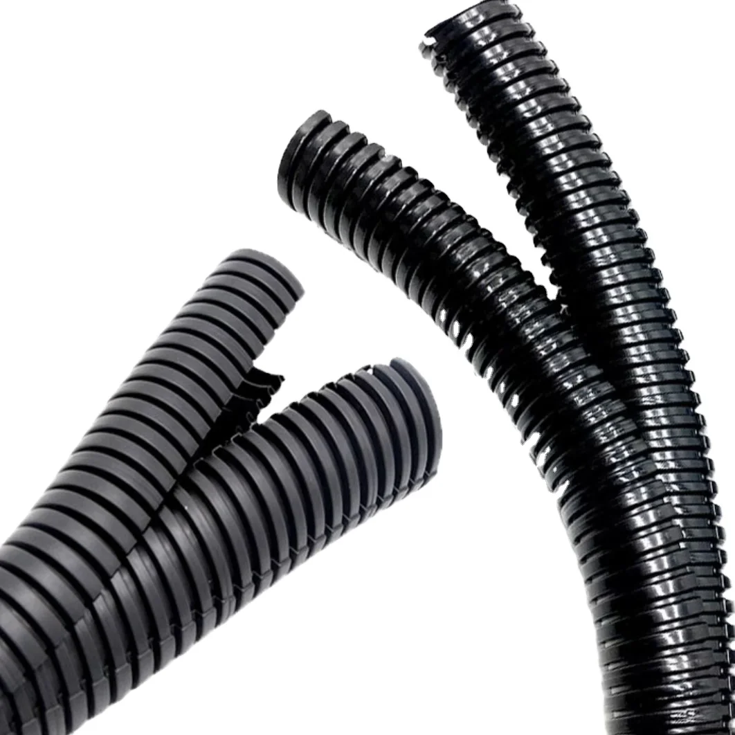PP PA nylon flame retardant UV resistant flexible electrical cable conduit corrugated split wire loom pipe