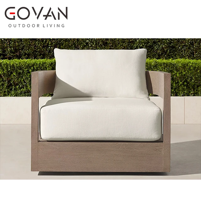 Outdoor Furniture Modern Style Garden Hotel Leisure Solid Teak Wood Swivel Lounge Chair