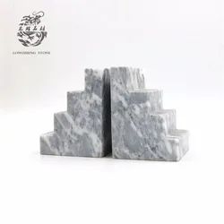 factory cheap price marble crafts natural stone bookends study room bookend stand for student