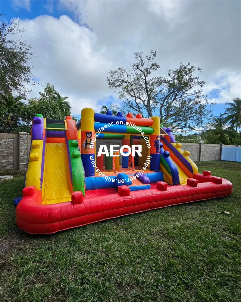 New Product Jumping Castle Double Slide Outdoor Jumping Castle With Slide And Pool Inflatable Bounce House Inflatable Castle