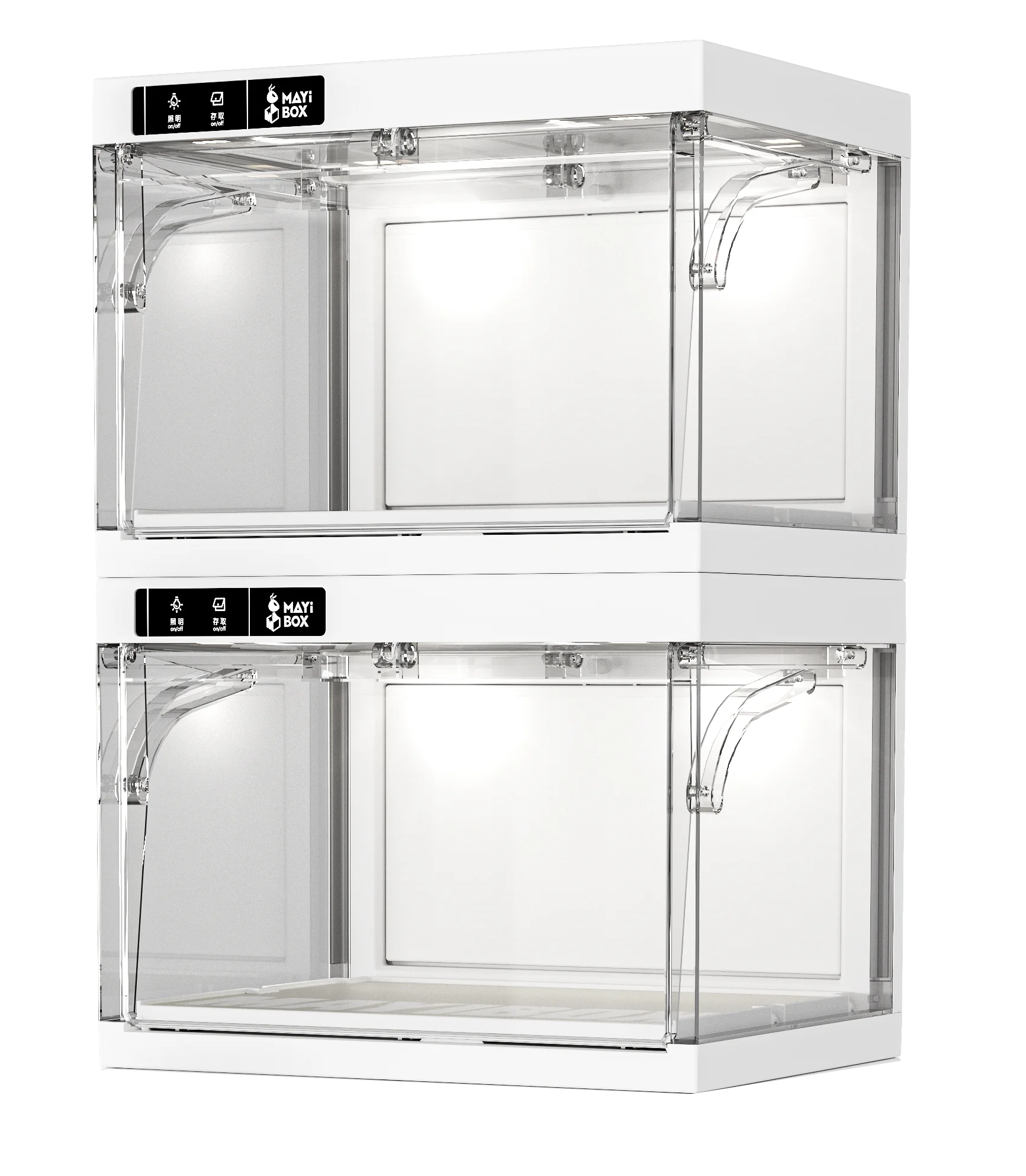 China Wholesale Plastic Sneaker Box Storage Shoe Box Control LED Transparent Stackable shoe cabinet display