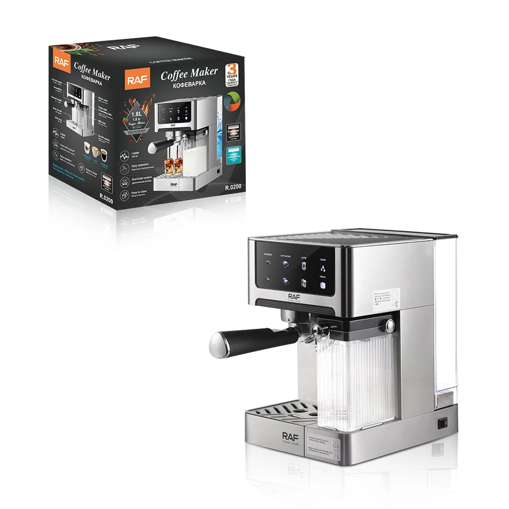 RAF Home Use 1350W 1.8L Stainless Steel Espresso Coffee Maker with 8 Kinds of Coffee Choices