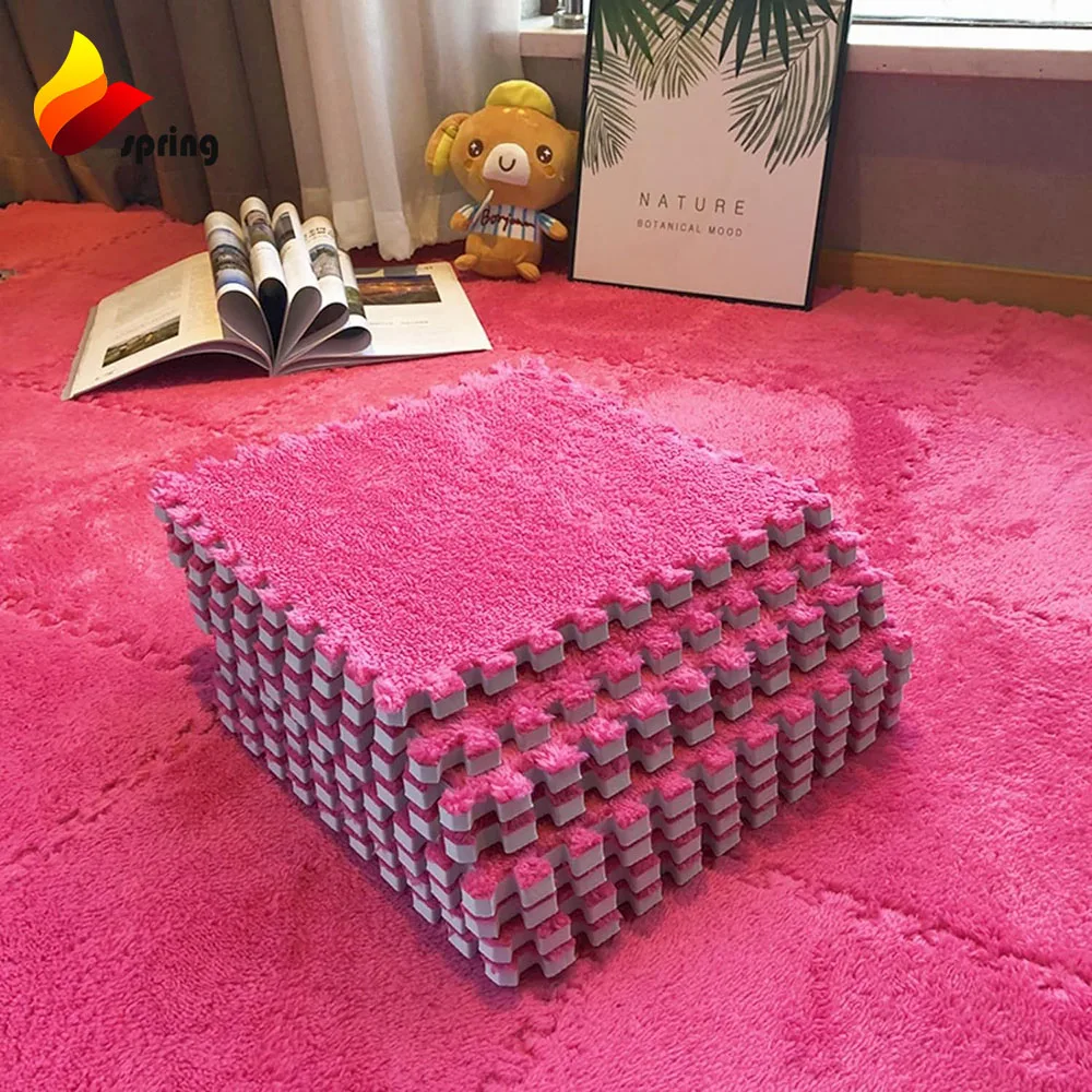 China Manufacturer Soft Interlocking Carpet tile Fluffy Area Rug Puzzle Carpet Floor Mat Room Mat