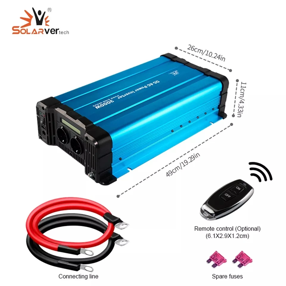 LCD Display 3Kw Off Grid Power inverter 12 v to 220 v 3000w pure sine wave
