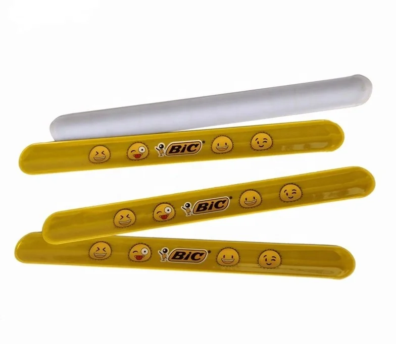 Hot fashion reflective slap band , slap band wide pvc+steel inside slap bracelet , reflective armband Various colors