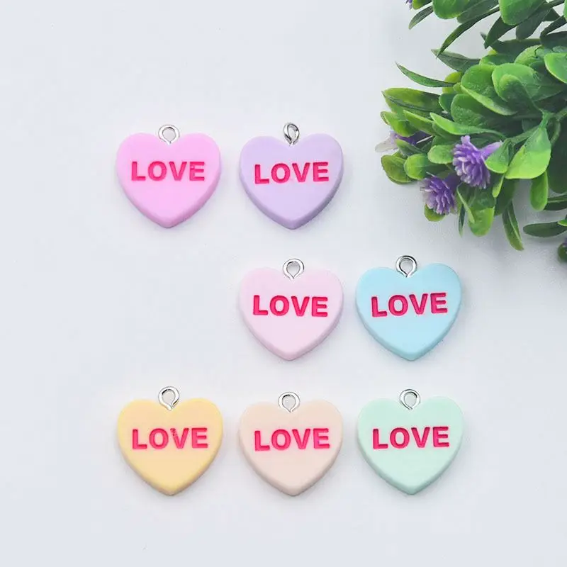 Colored Resin English Letters Love Heart BEMINE HUGME LOVE Acrylic Charms For DIY Bracelet Necklace Handmade Jewelry Making