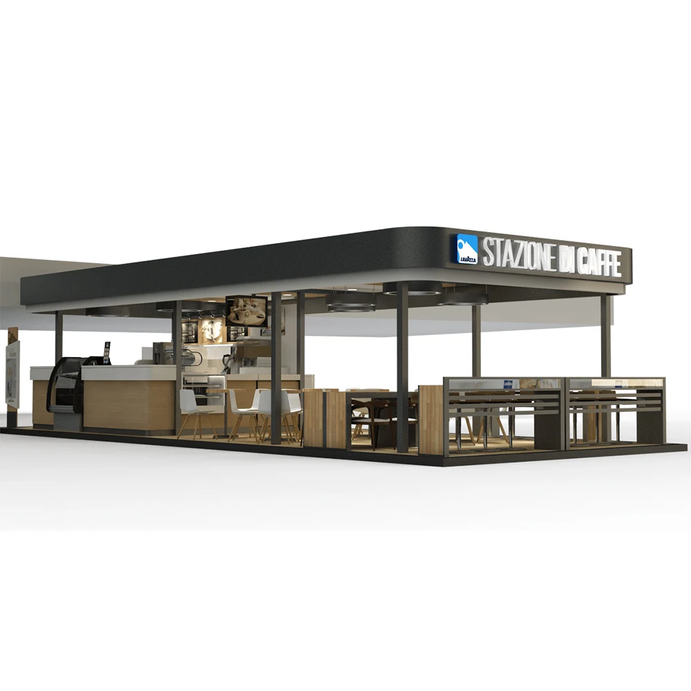 Fancy Retro Cafe Booth Espresso Kiosk With Seating Area