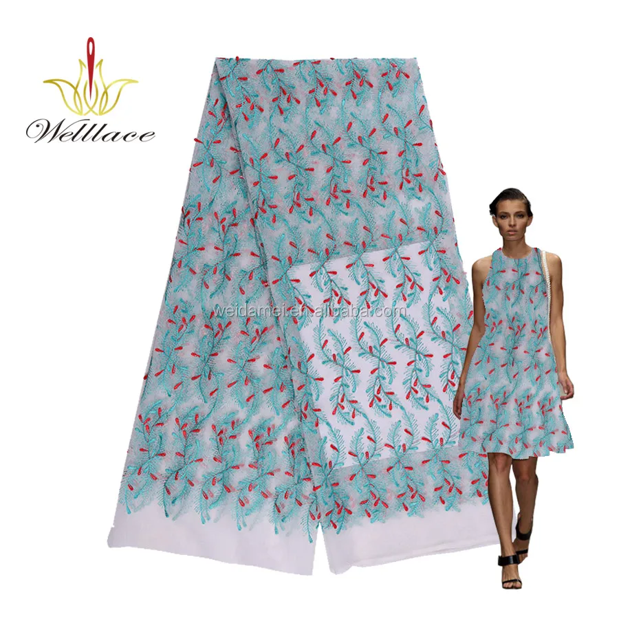 
Elegant Lace Embroidery Tiny 3D Flower Mesh Fabric African Dress Fabric French Tulle Lace Fabric 