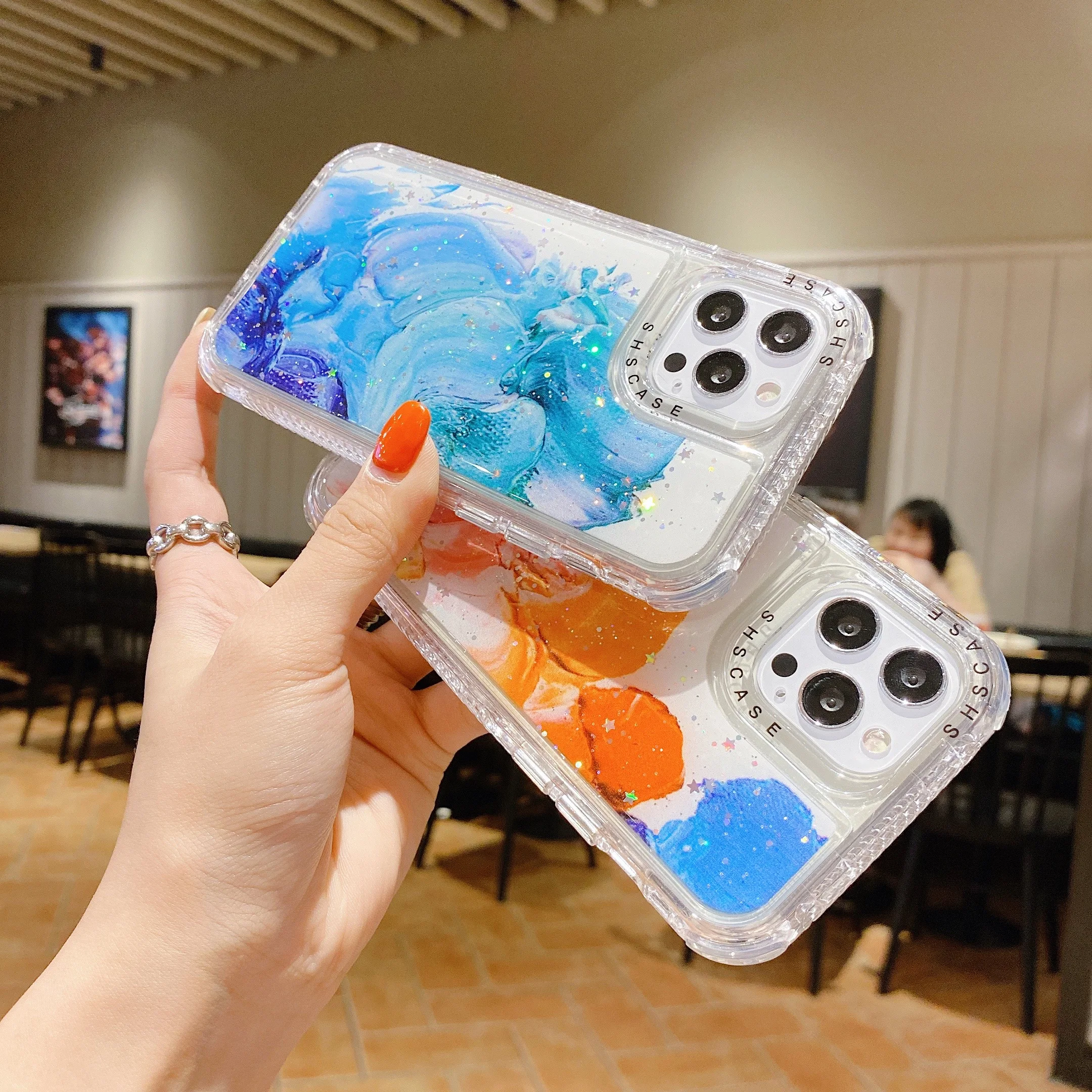Colourful hot sale glitter anti-shock designer phone case 360 3 in 1 SHS case mobile phone cover for samsung galaxy s 22 ultra