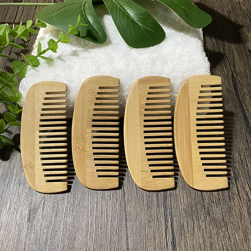 Eco-Friendly Biodegradable Natural Bamboo Wide Tooth Hair Comb Custom Logo Bamboo Wooden Combs