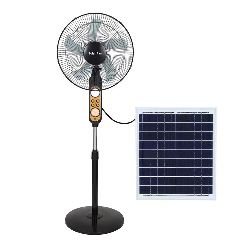 Factory OEM High Efficiency Home Height Adjustable Wide Angle Adjustment Outdoor Fans Home 16 Inch Solar Fan with battery