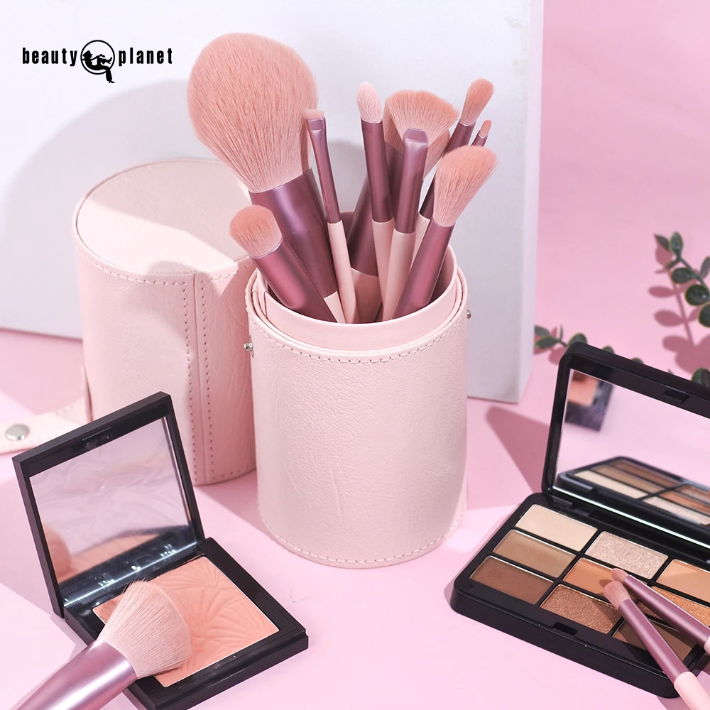 Beauty Planet Pink Makeup Brushes Set Custom 12 Piece Eyeshadow Professional Vegan Wholesale Pink Makeup Brushes Set With Case
