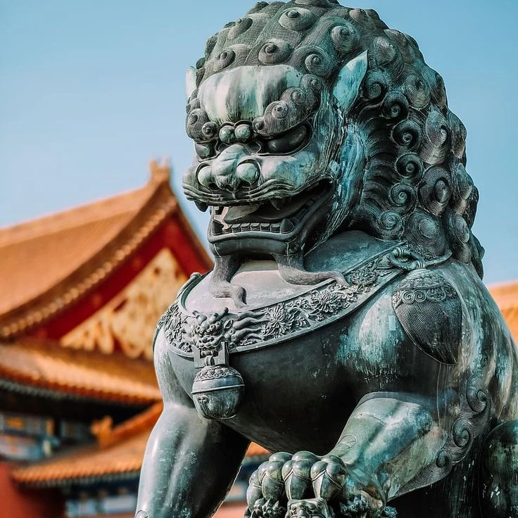 Casting Bronze Decoration Animal Sculpture Chinese Guardian Lion Brass Foo Fu Dog Statue For Front Door Gate Decor