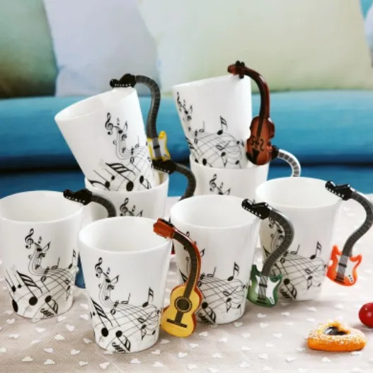 Magic cartoon 3D ceramic music cup milk cup violin music coffee cup creative Mug