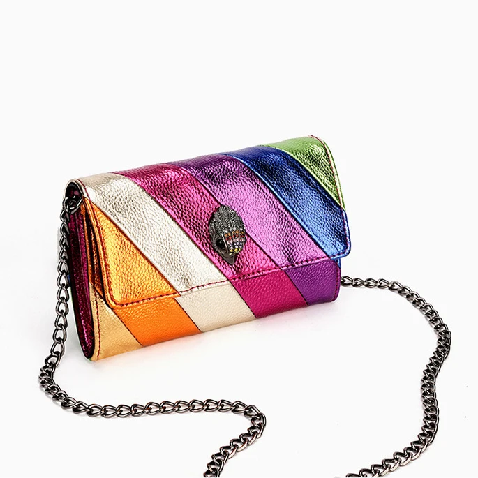 BM9333 New Arrival Hot Sale Women Rainbow purse Fashion Shoulder Bag Ladies Rainbow Square Eagle head Chain Bags