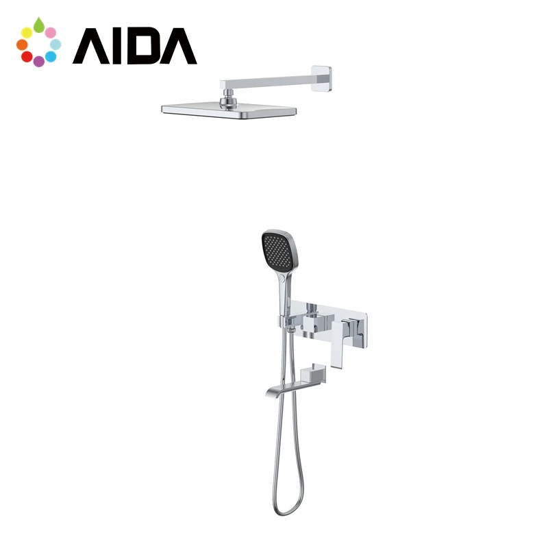 2024 Concealed Bathroom 2 Function Bathtub Faucet Chrome Mixer Brass Bath Shower Sets