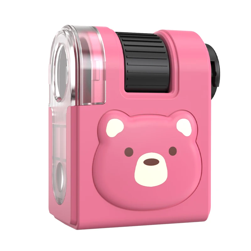 Portable 10-60X Plastic Jewelry Magnifier with LED UV Lamp and Glass Phone Clip Kids Educational Microscope