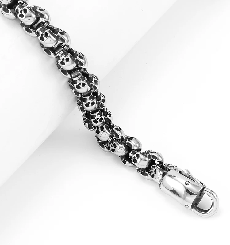2022 Bulk Wholesale China Manufacturer Vendor Stainless Steel Skull Bead Men Bracelet