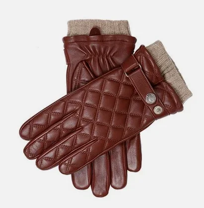 mens short fashion black leather glove with golden zipper