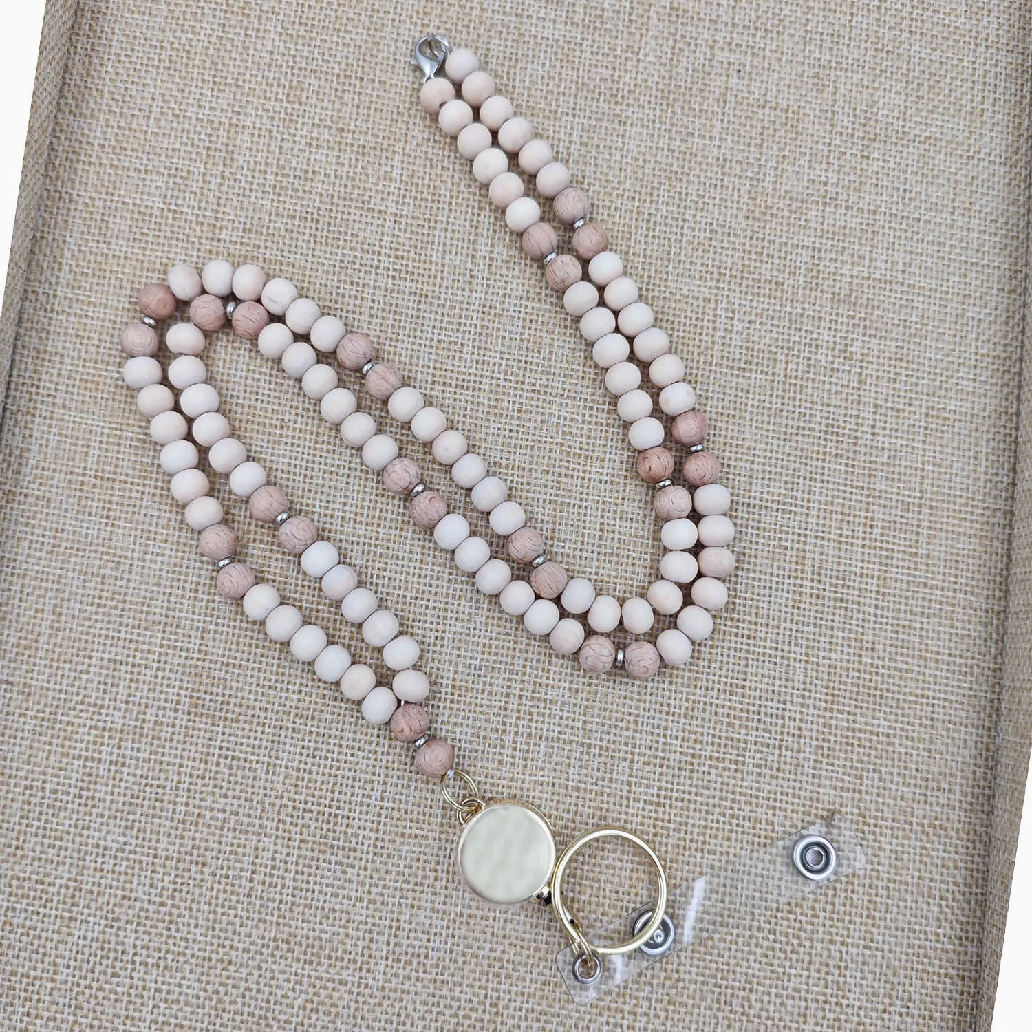 Custom Wood Beads Id Badges Holder Cute Keychain Lanyard Women Necklace Mobile Phone Key Wallet Lanyard