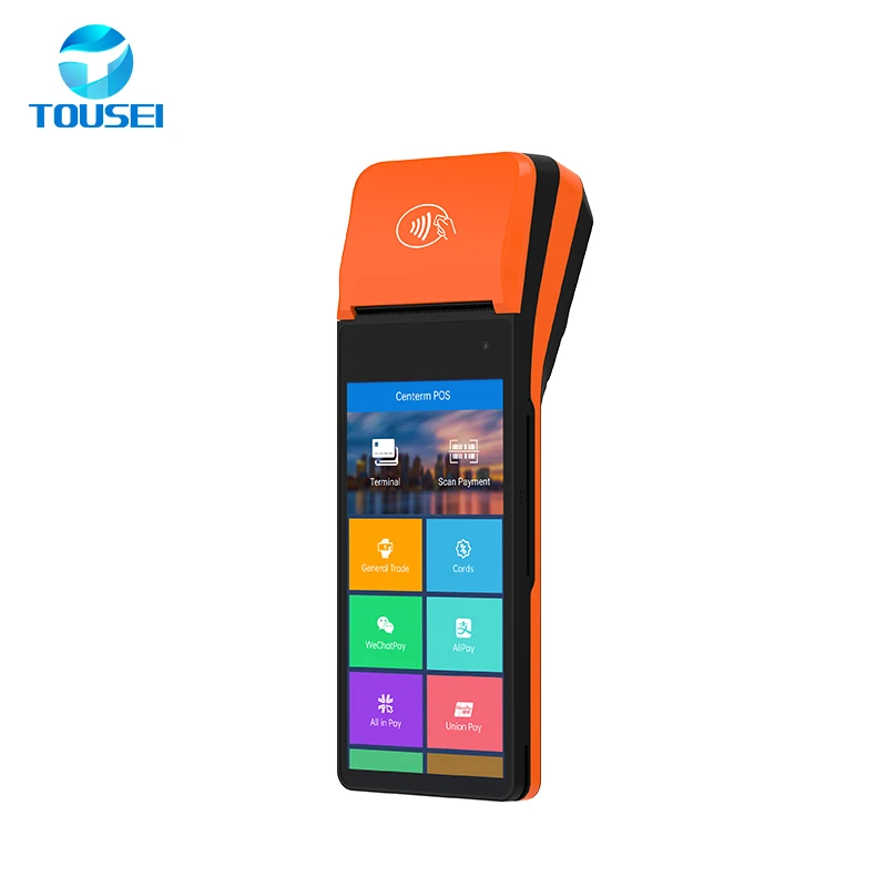 pos terminal payment Handheld 6 Inch Android 13 Mobile All In One Touch Screen Pos With Printer Barcode Scanner For Restaurant