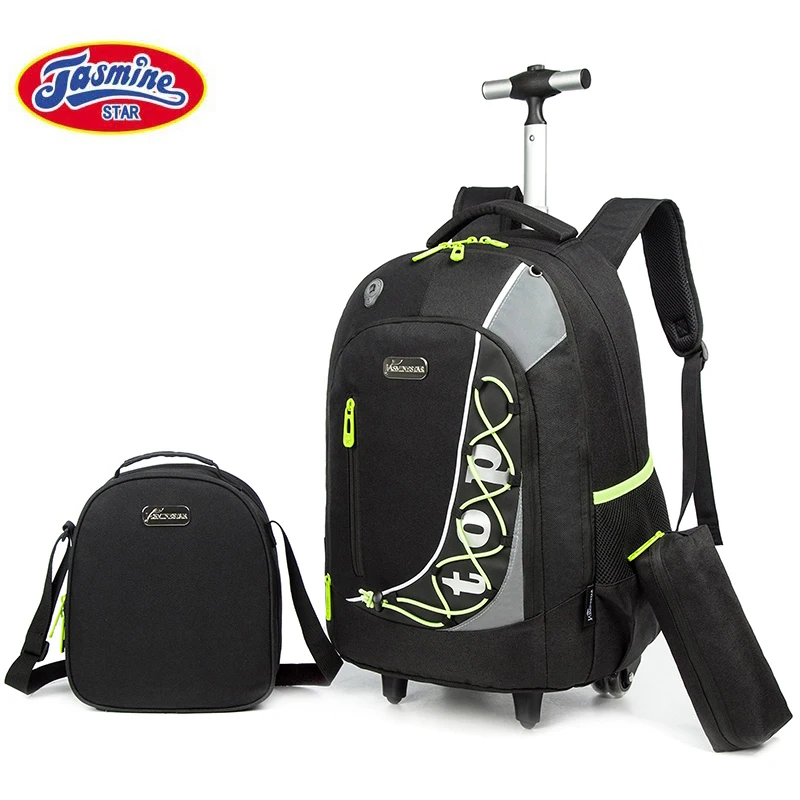 Jasminestar Manufacturer Student Kids Rolling Backpack Nylon Waterproof Boys Bags Children School Bag Set