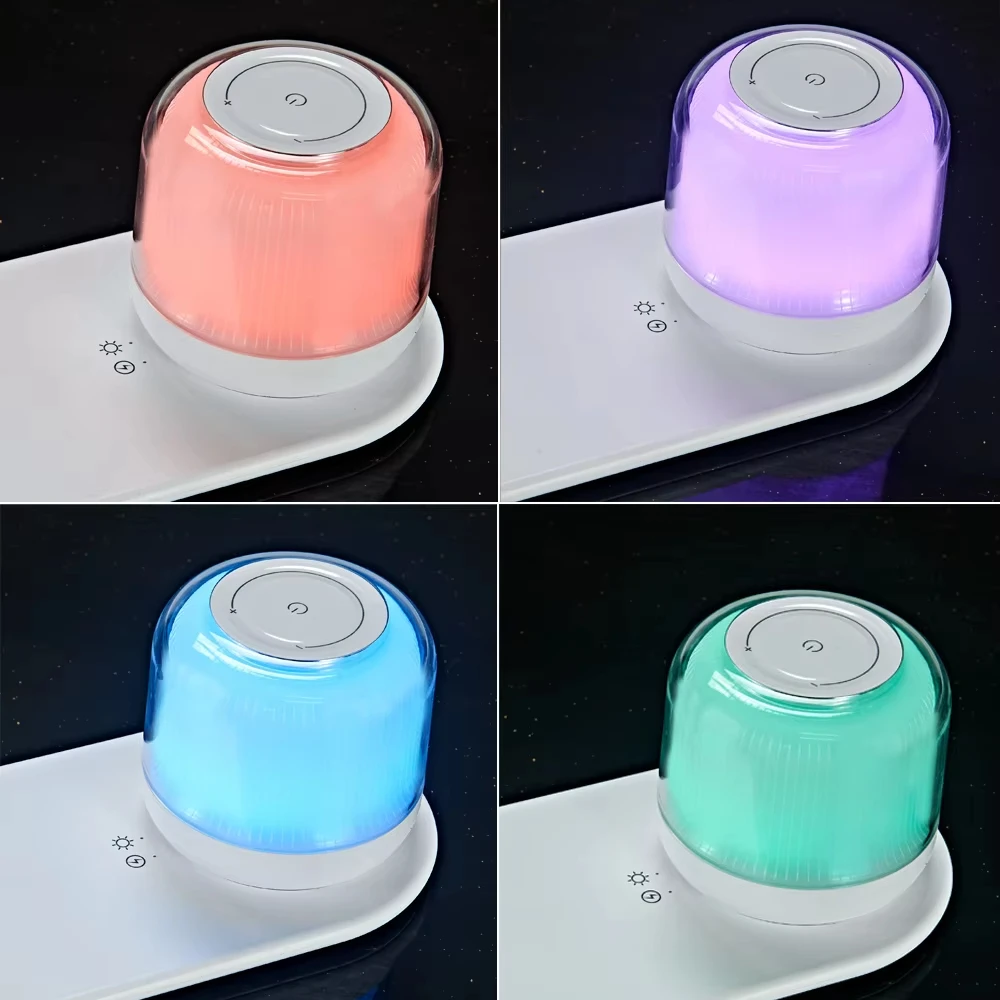 Bluetooth Speaker Music Playing With Wireless Charger And Colorful Light for Living Room,Touch Bedside Table Lamp for Bedrooms