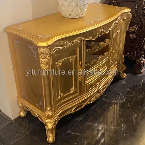Королевский приставной столик для столовой, Европейский резной классический золотой обеденный шкаф из цельного дерева, французский античный буфет