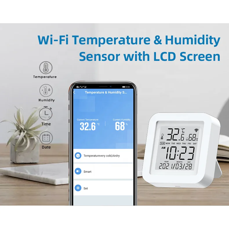 Tuya WIFI Temperature & Humidity Sensor for Smart Home var SmartLife Remote Control With Display Support Alexa Google Assistant