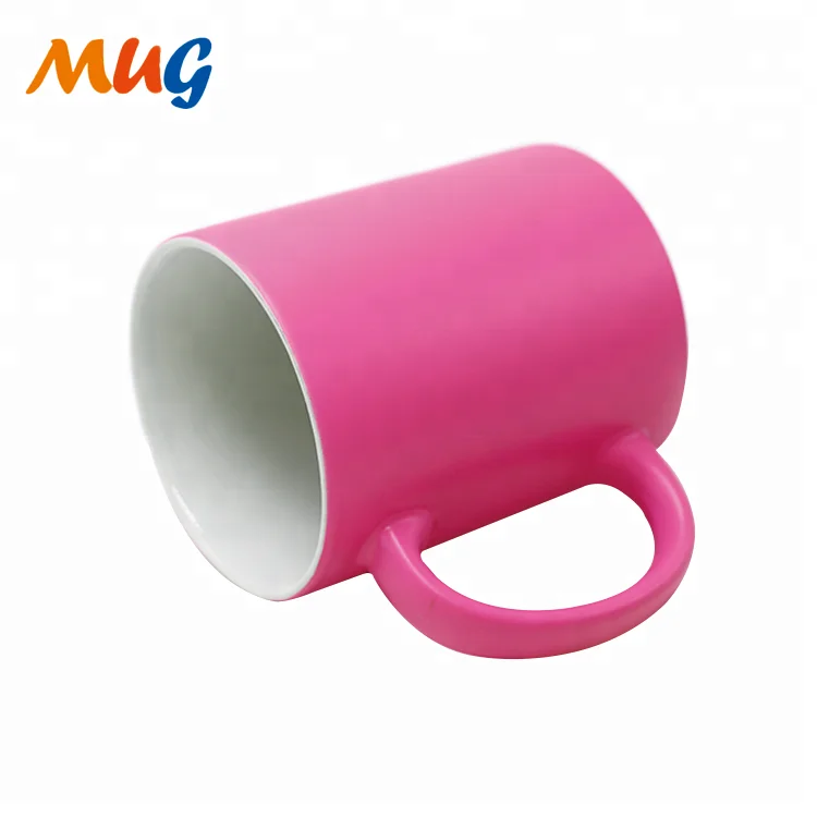 11oz inner white outside pink neon ceramic coffee mug cup