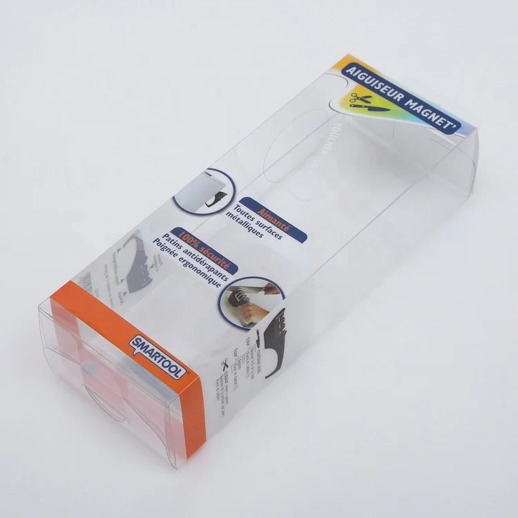Wholesale PVC cup packaging box PET transparent scissors and fruit knife plastic folding box