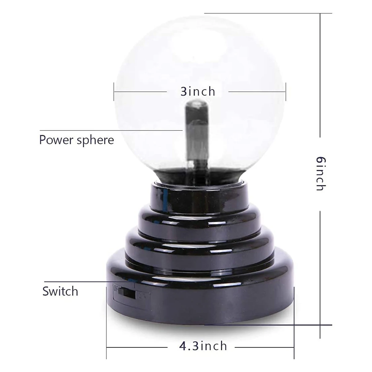 TIANHUA Hot Selling! 3/4/5/6/8/10' Inches USB Plasma Ball, Big Size Magic Ball