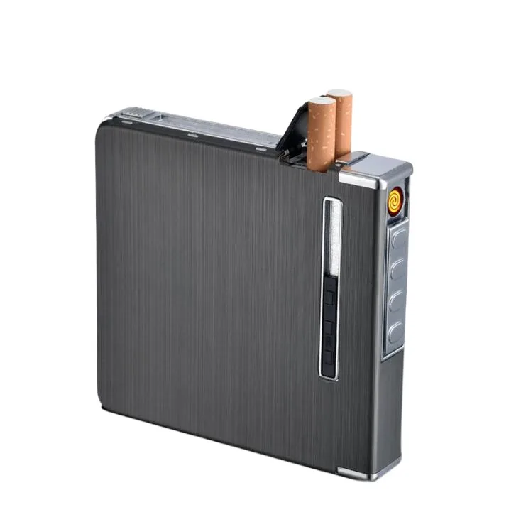 NEW 20 aluminum case usb charging lighter  2 in 1 Multi-function  lighter Replaceable Silk Cigarette Case