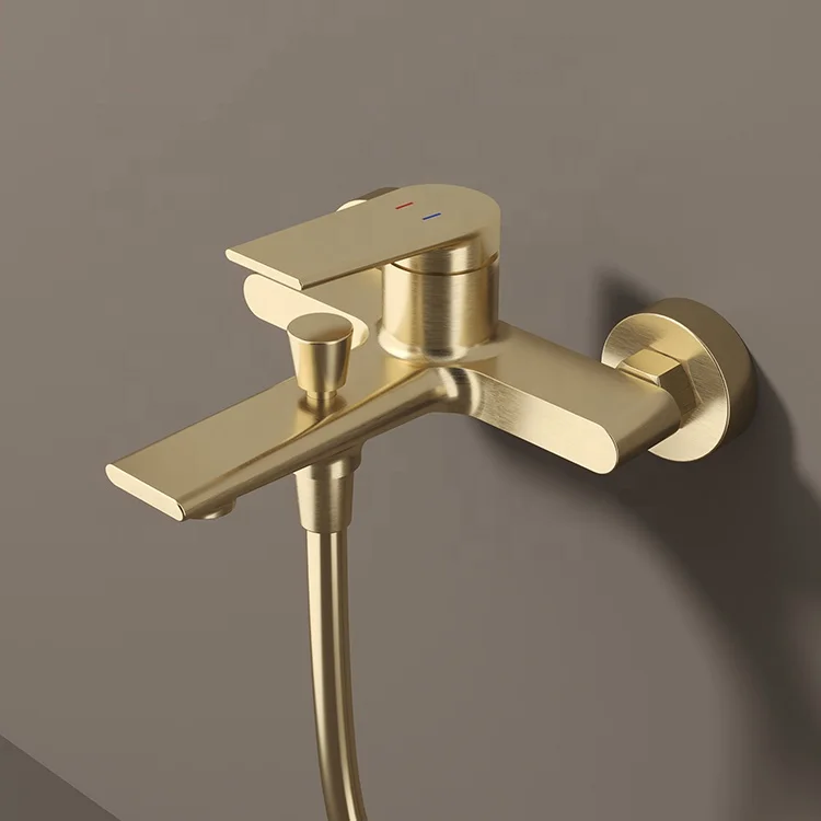 Modern High Quality Brushed Gold Wall Mounted Exposed Bathroom Bathtub Shower Set
