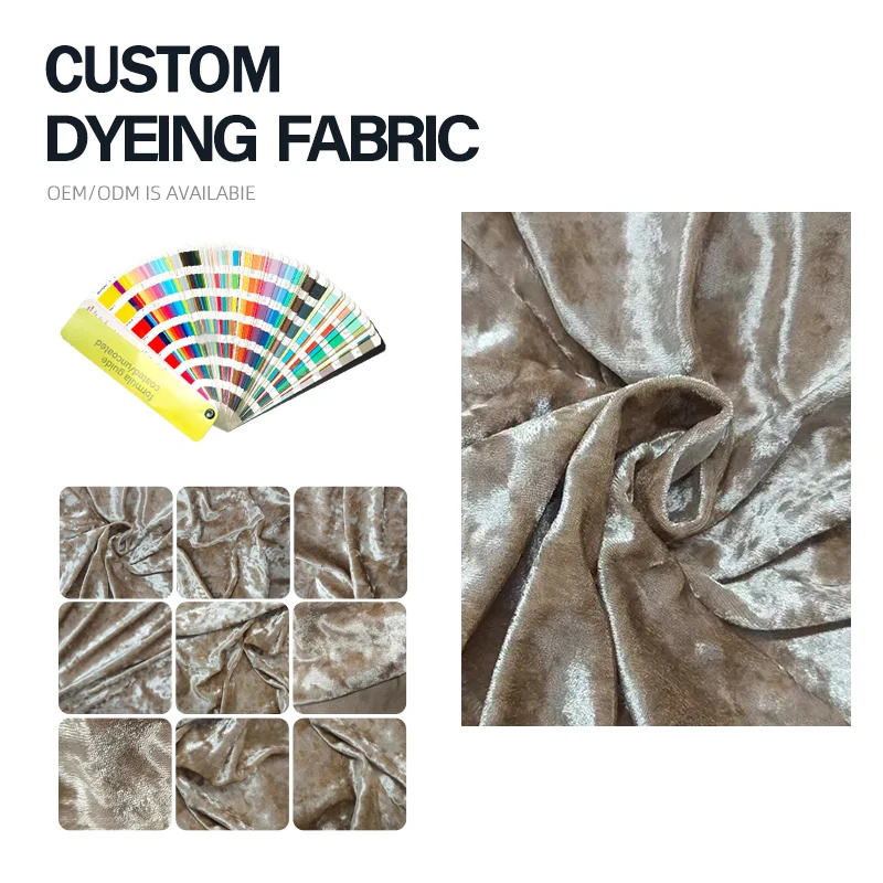 Factory direct sale 95%polyester 5%spandex solid color ice crushed shiny elastic gold diamond velvet fabric