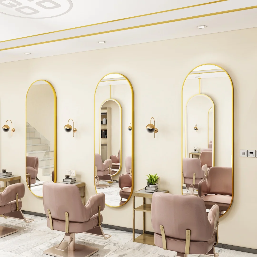 Factory Supply Large Gold Long Home Decor Wall Hanging Vintage Decoration Metal Frame Oval Wall Mirror miroir espejo spiegel