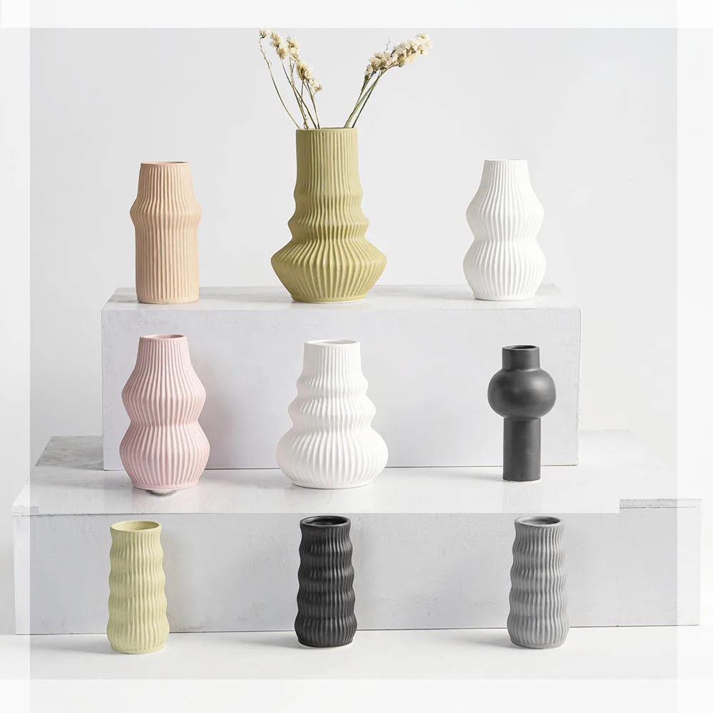
Оптовая продажа, Современная Минималистичная керамическая ваза ручной работы для свадебных подарков 