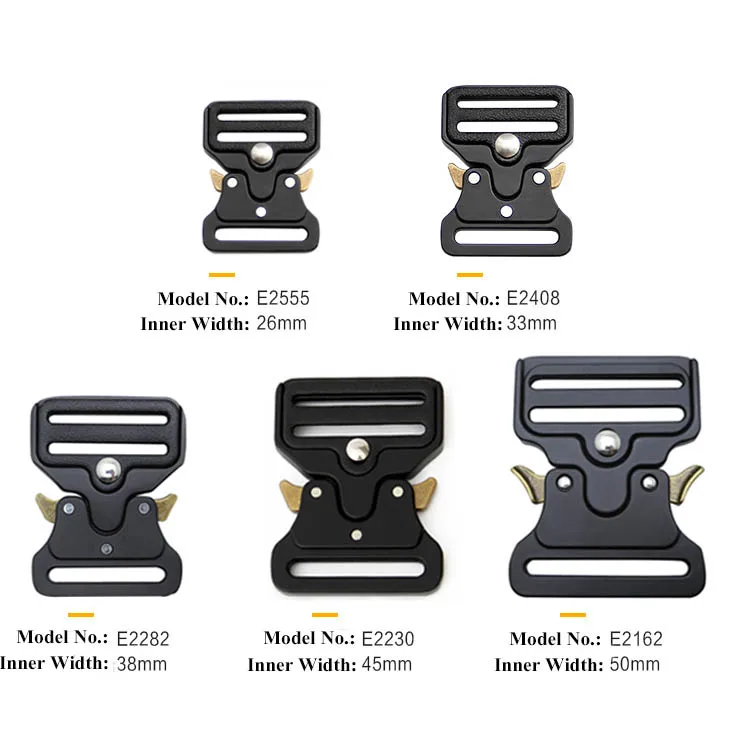 Custom 38mm Webbing Best Quality Webbing Bulk Adjustable Metal Quick Fast Side Release Outdoor Tactics Belt Buckle
