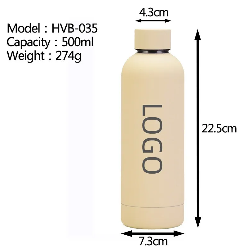 2023 Custom New 350ml 500ml 750ml 1000ml Double Wall Insulated Stainless Steel Rubber Paint Metal Thermal Water Bottle Hot Cold