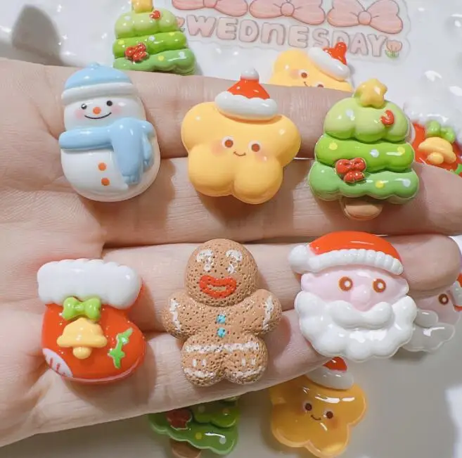 Manufacturer Cookie Biscuits Resin Flatback Cabochon Christmas Resin Charms Figures For  DIY Scrapbooking Hair Bow Accessories